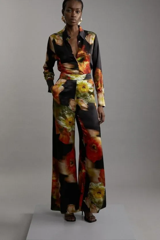 Karen Millen Tall Satin Woven Co-Ord floral Sale