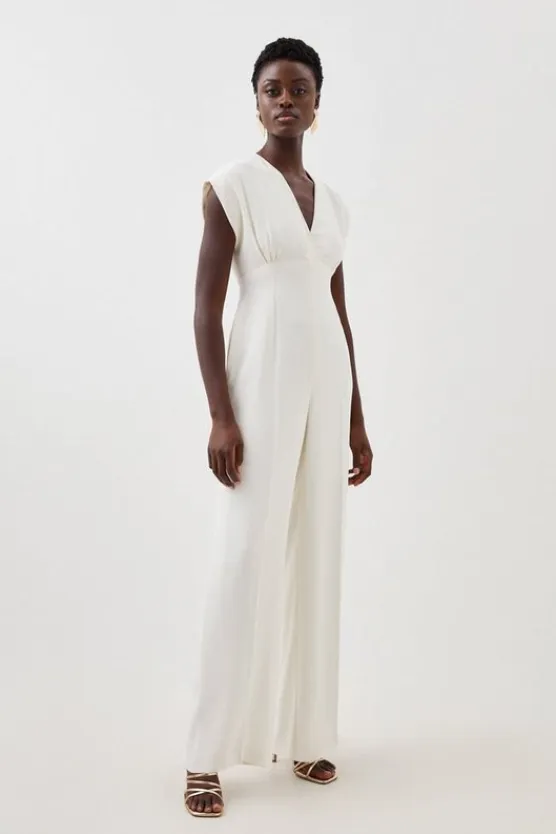 Karen Millen Tall Fluid Tailored Wide Leg Jumpsuit ivory Hot
