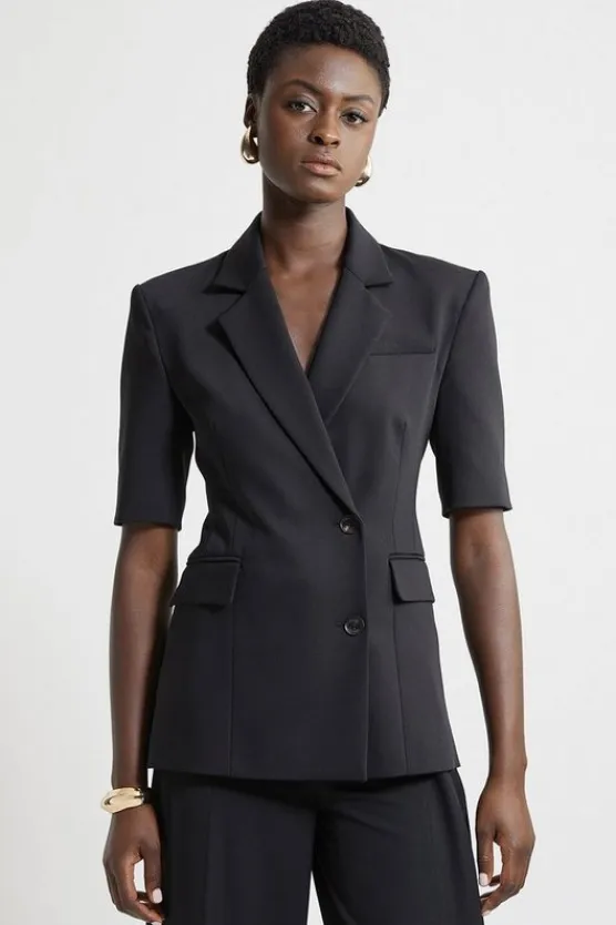 Karen Millen Tall Tailored Short Sleeve Blazer Jacket black Outlet