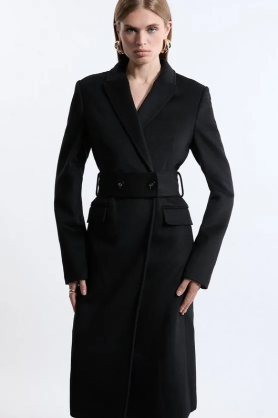 Karen Millen Tall Tailored Wool Blend Belted Midi Coat black Outlet