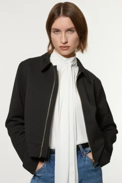 Karen Millen Tall Technical Crepe Tailored Metal Zip Detail Jacket black Hot