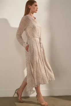 Karen Millen The Founder Print Viscose Georgette Woven Midi Dress animal New