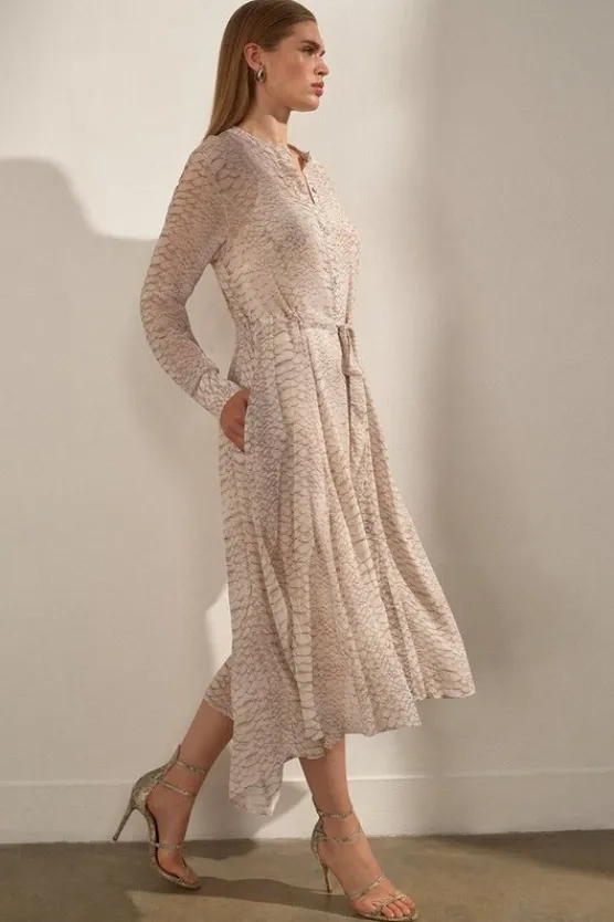 Karen Millen The Founder Print Viscose Georgette Woven Midi Dress animal New