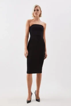 Karen Millen The Founder Compact Stretch Viscose Bandeau Pencil Midi Dress & Jacket Set ivory Outlet