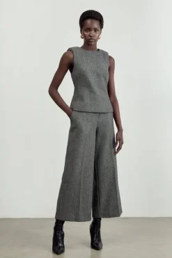 Karen Millen The Founder Herringbone Straight Leg Cropped Pants mono Online