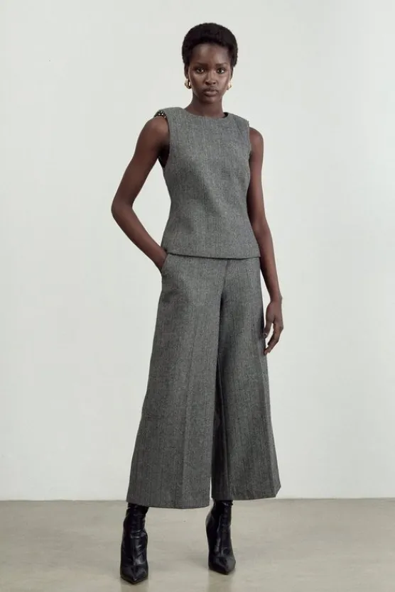 Karen Millen The Founder Herringbone Straight Leg Cropped Pants mono Online