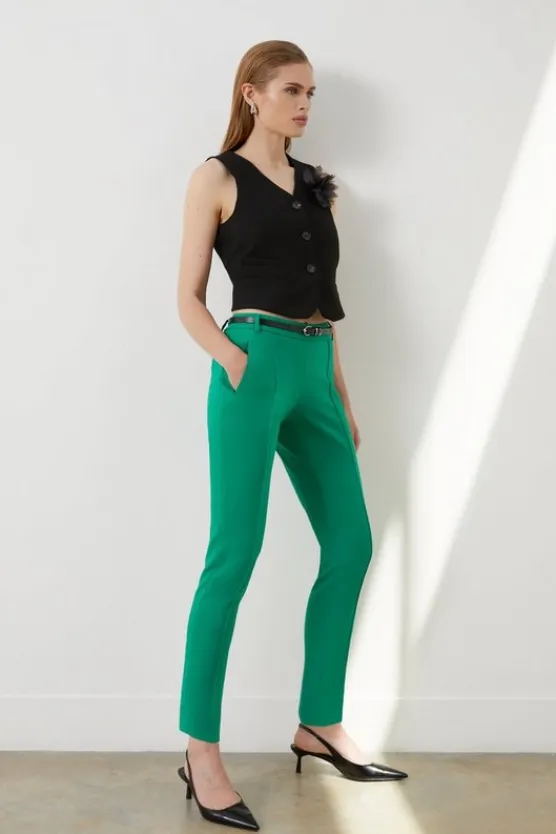 Karen Millen The Founder Petite Compact Stretch Slim Leg Dress Pants emerald Hot
