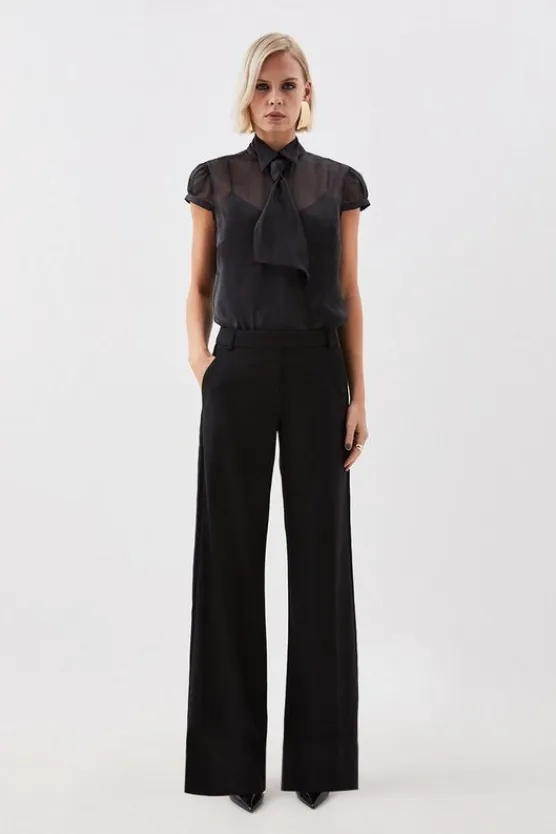 Karen Millen The Founder Premium Twill Tie Waist Detail Blazer & Trouser Set ivory Best