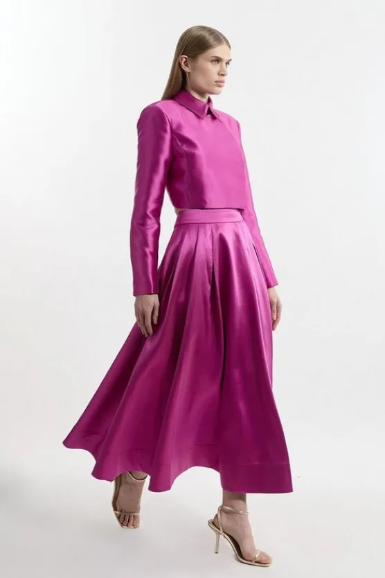Karen Millen Twill Prom Woven Maxi Skirt purple Discount
