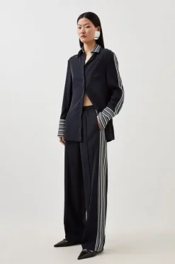 Karen Millen Twill Stripe Detail Pants black New