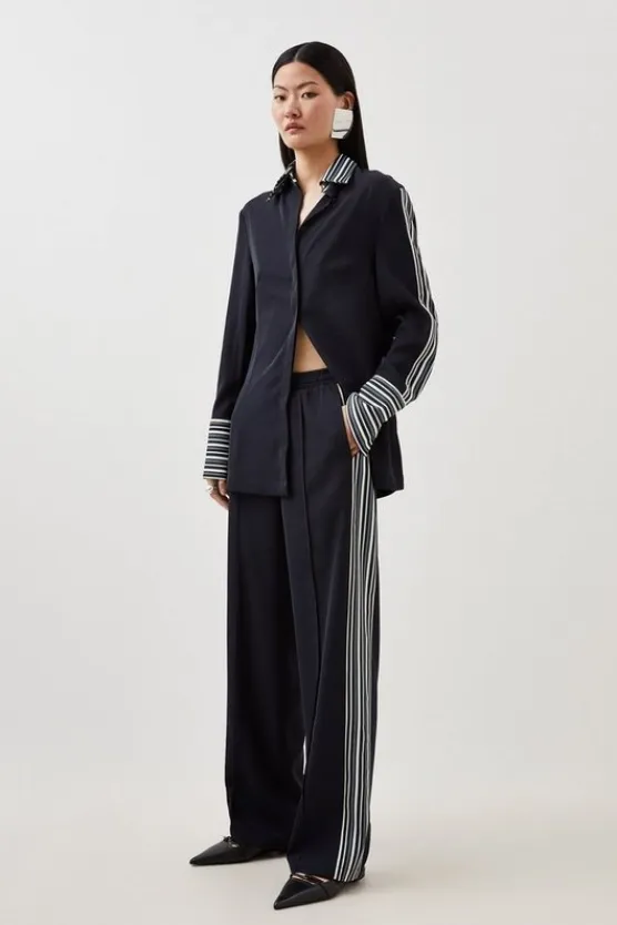 Karen Millen Twill Stripe Detail Pants black New