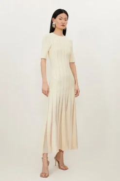 Karen Millen Viscose Blend Filament Full Skirt Knit Midi Dress ivory Best