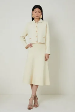 Karen Millen Viscose Blend Full Milano Co-Ord Set stone New