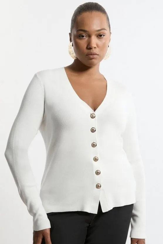 Karen Millen Viscose Blend Knit Cardigan cream Fashion
