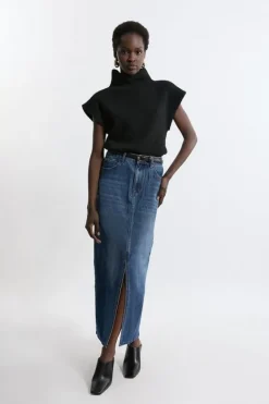 Karen Millen Washed Denim Set midblue Clearance