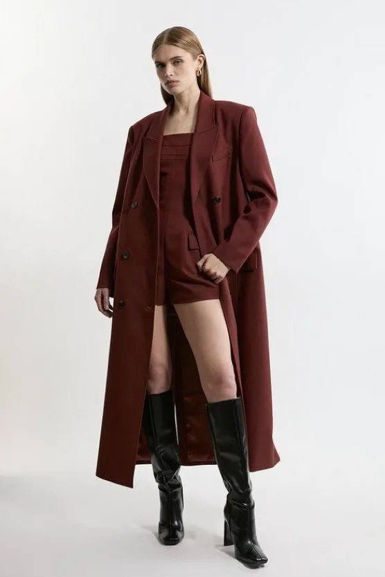 Karen Millen Wool Blend Tailored Romper chocolate Outlet